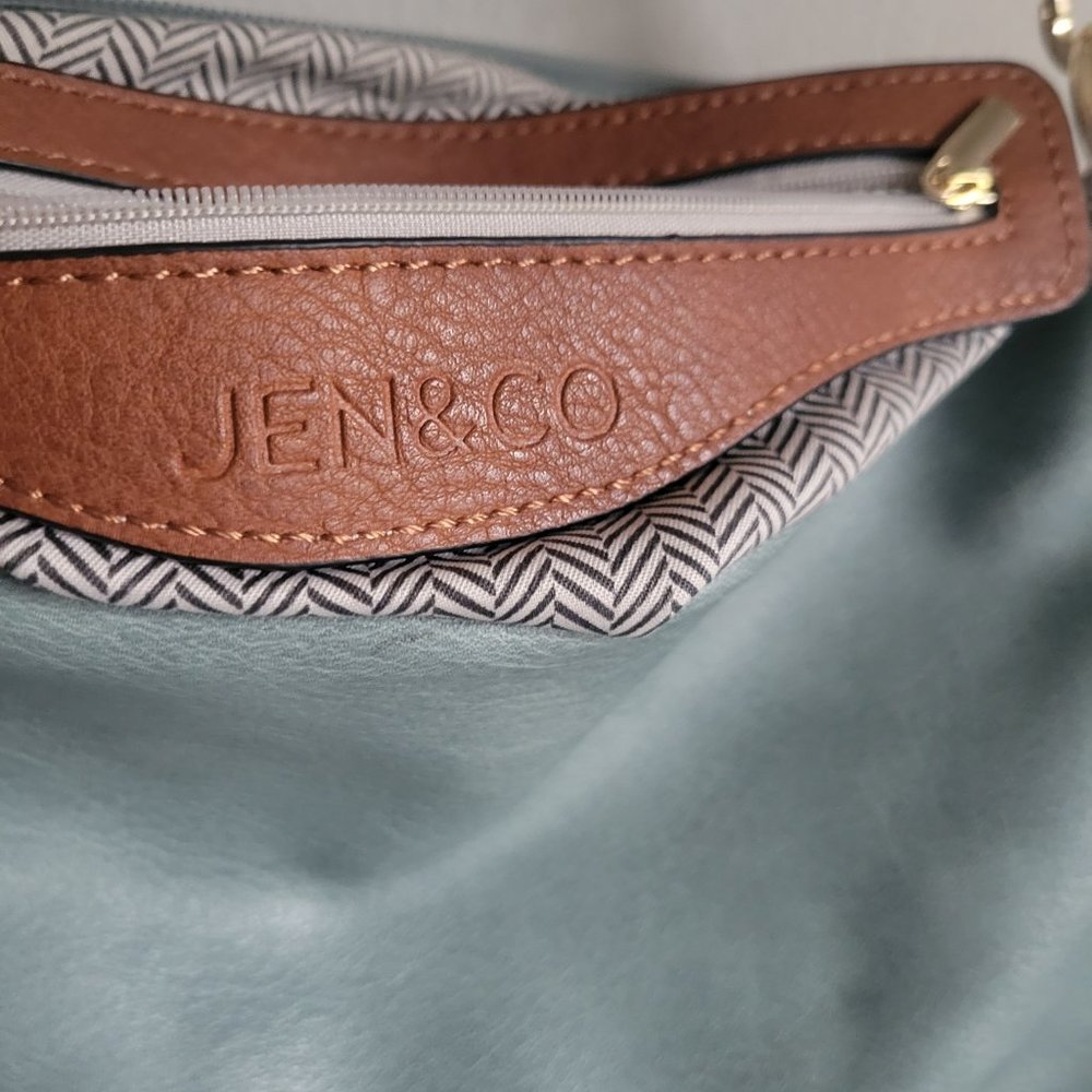Jen & Co Vegan Shoulder Bag Blue Gray Adjustable & Removeable Strap - Picture 4 of 11
